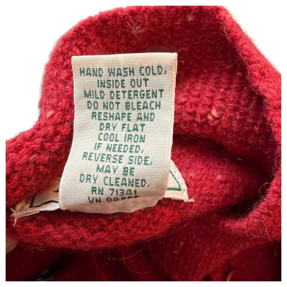 L.L. Bean Cardigan Womens Size Medium Lambswool Blend Red Button-Up Sweater Vint - Picture 8 of 8